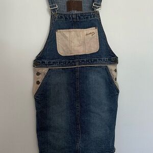 Denim Overall Dress w/ Suede Accents
